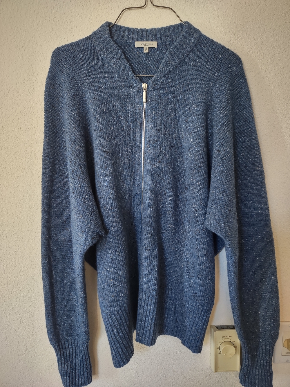 Lafayette 148 New York Speckled Blue Zip-Up Men's Sweater